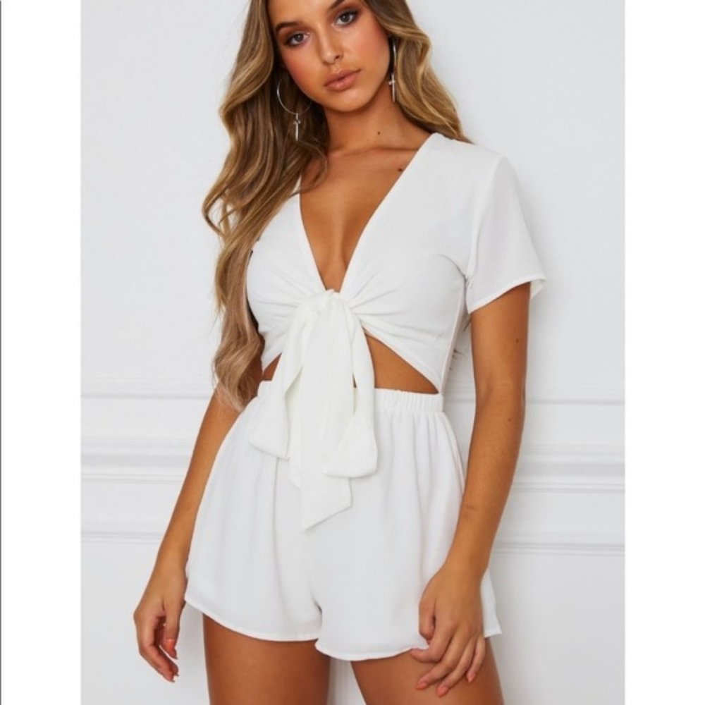 WHITE FOX Instant Crush White Playsuit Medium - Picture 1 of 7